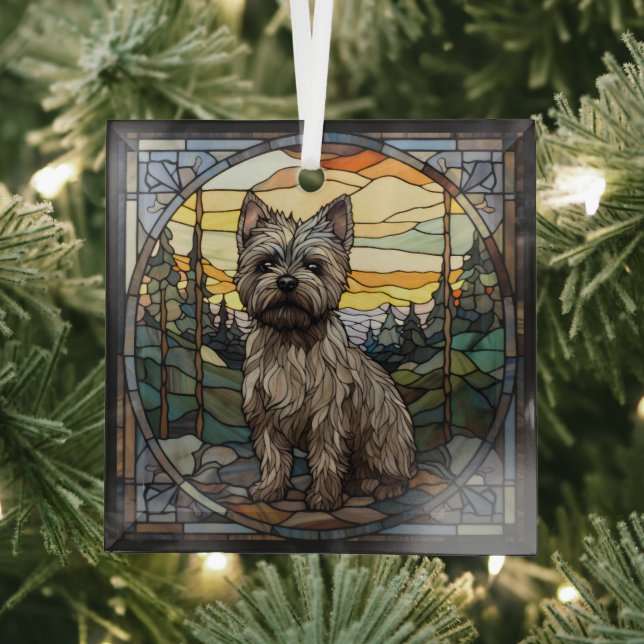 Cairn Terrier Dog Glass Tree Decoration (Insitu)