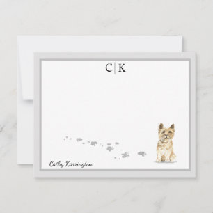 Cairn Terrier Dog Gray Border Monogram Your Name Card