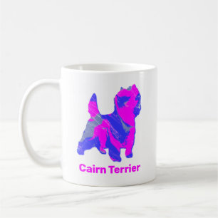 Cairn Terrier Dog Hot Pink & Blue White Coffee Mug