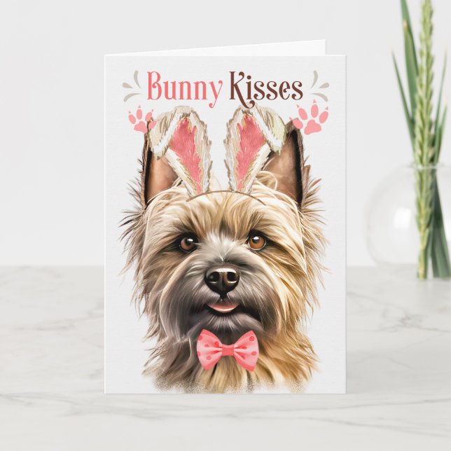 Cairn Terrier Dog in Bunny Ears for Easter Holiday Card (Front)