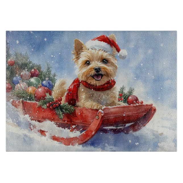 Cairn Terrier Dog in Sledge Let it Snow Christmas Cutting Board (Front)