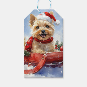 Cairn Terrier Dog in Sledge Let it Snow Christmas Gift Tags