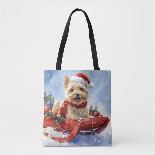 Cairn Terrier Dog in Sledge Let it Snow Christmas Tote Bag (Front)