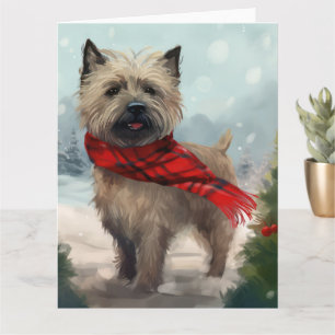 Cairn Terrier Dog in Snow Christmas Card