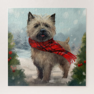 Cairn Terrier Dog in Snow Christmas Jigsaw Puzzle