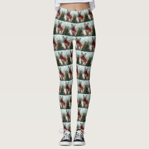 Cairn Terrier Dog in Snow Christmas Leggings