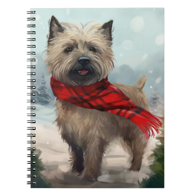 Cairn Terrier Dog in Snow Christmas Notebook (Front)