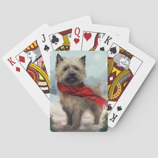 Cairn Terrier Dog in Snow Christmas Playing Cards (Back)