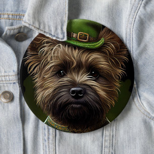 Cairn Terrier dog in St. Patrick's Day Dress 6 Cm Round Badge