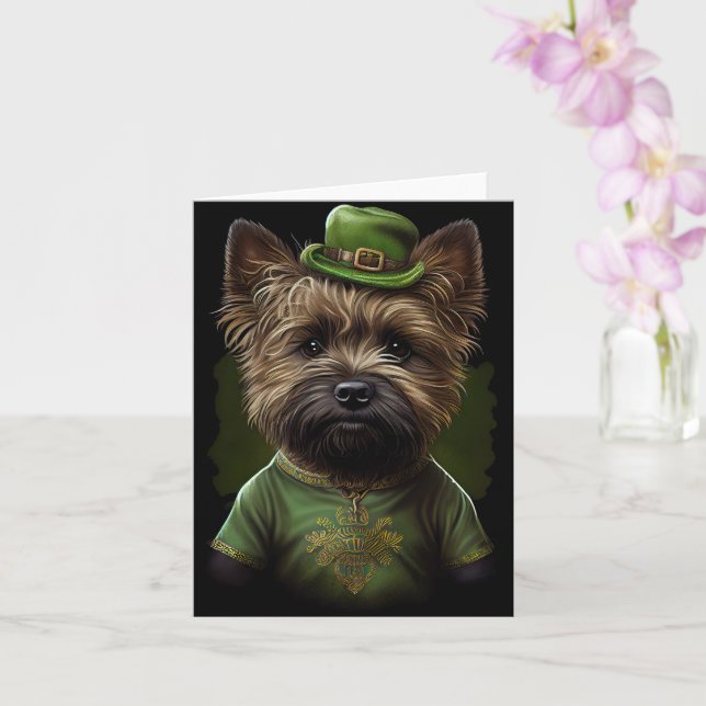 Cairn Terrier dog in St. Patrick's Day Dress Card (Orchid)