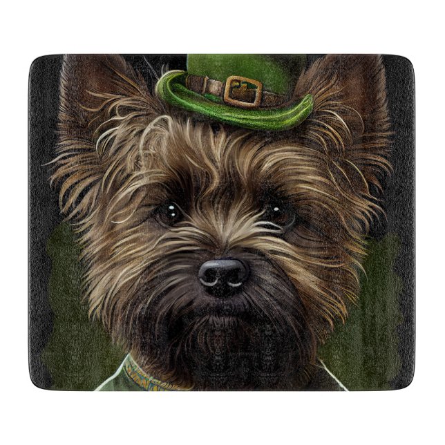 Cairn Terrier dog in St. Patrick's Day Dress Cutting Board (Front)