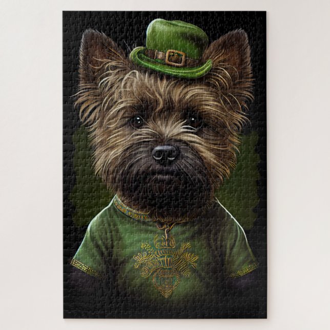Cairn Terrier dog in St. Patrick's Day Dress Jigsaw Puzzle (Vertical)