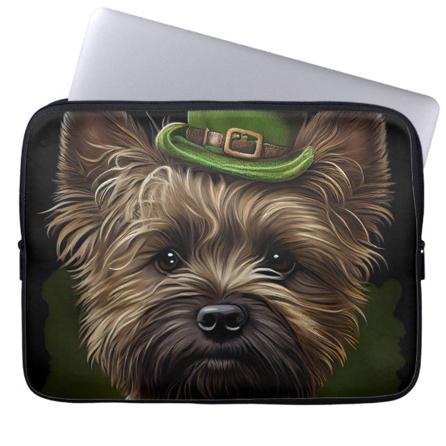 Cairn Terrier dog in St. Patrick's Day Dress Laptop Sleeve (Front)