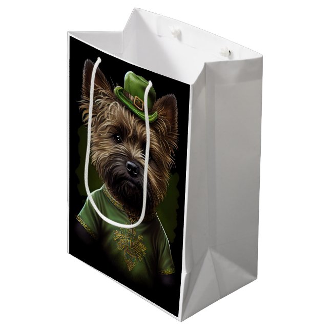Cairn Terrier dog in St. Patrick's Day Dress Medium Gift Bag (Front Angled)