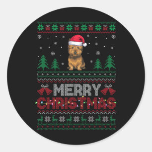 Cairn Terrier Dog Lovers Santa Hat Christmas Tree Classic Round Sticker