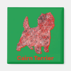 Cairn Terrier Dog Red, Pink & Black Lines Magnet