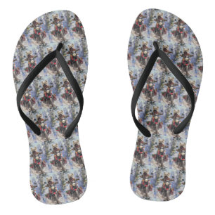 Cairn Terrier Dog Riding Motorcycle Christmas Thongs