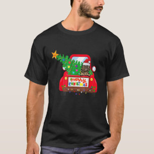 Cairn Terrier Dog Riding Red Truck Christmas Pajam T-Shirt