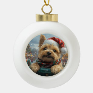 Cairn Terrier Dog Roller Coaster Christmas Ceramic Ball Christmas Ornament