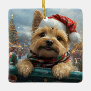 Cairn Terrier Dog Roller Coaster Christmas Ceramic Ornament