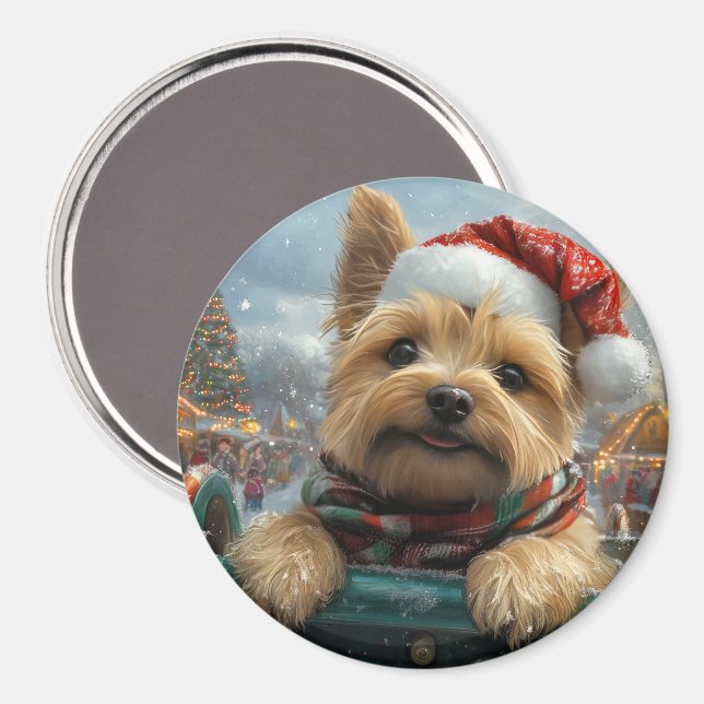 Cairn Terrier Dog Roller Coaster Christmas Magnet (Front/Back)