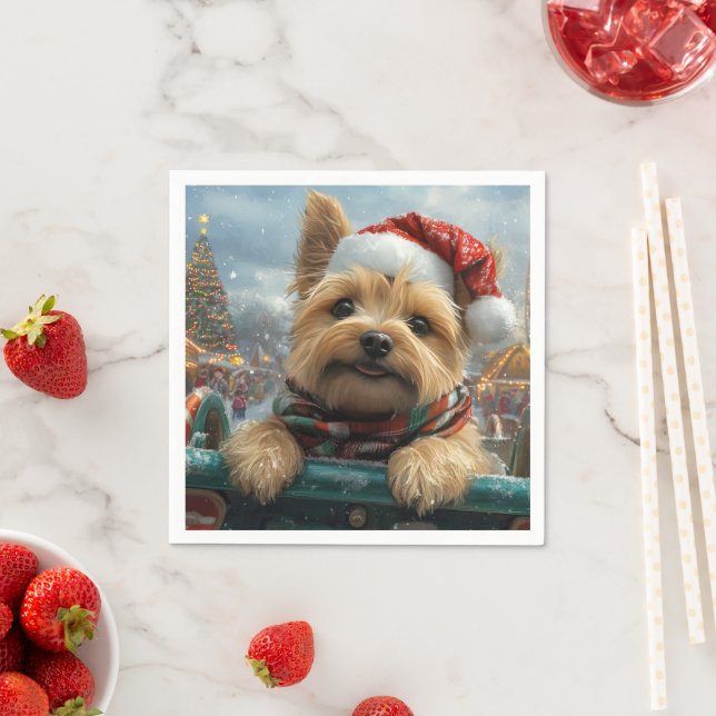 Cairn Terrier Dog Roller Coaster Christmas Napkin (Insitu)