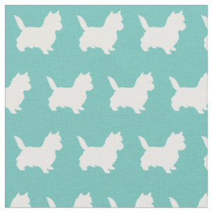 Cairn Terrier Dog Silhouette Pet Teal Fabric