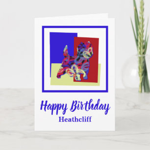 Cairn Terrier Dog Silhouette Red Blue Yellow B-Day Card