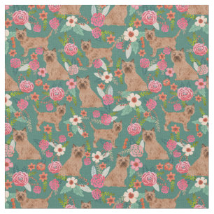 cairn terrier dog vintage florals green fabric