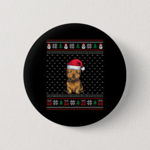 Cairn Terrier Dog Wearing Santa Hat Ugly Xmas Dog 6 Cm Round Badge