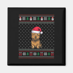 Cairn Terrier Dog Wearing Santa Hat Ugly Xmas Dog Magnet