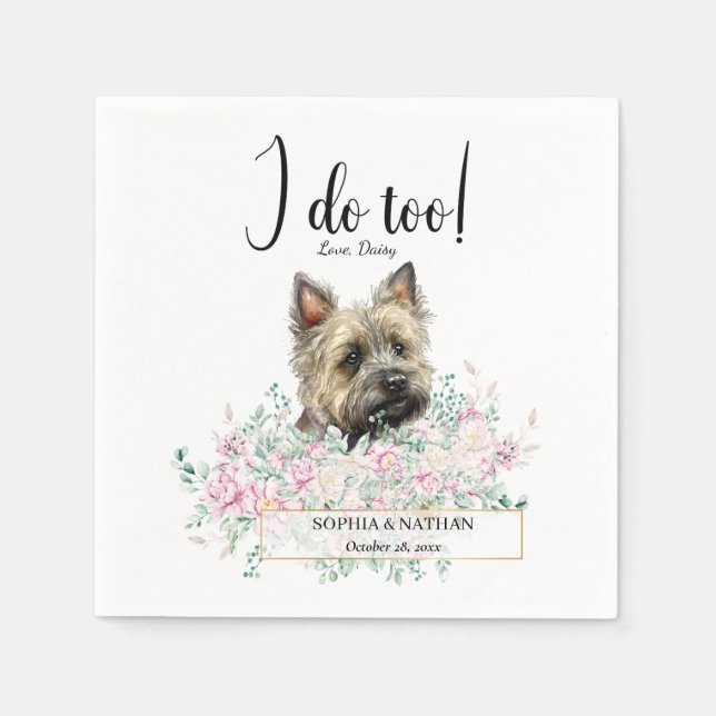 Cairn Terrier Dog Wedding Cocktail Napkins (Front)