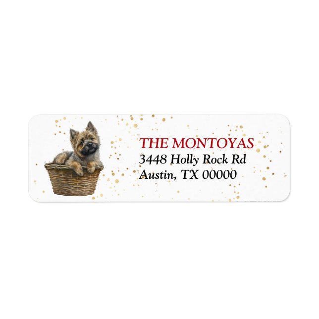 Cairn Terrier Dog Wicker Basket Return Address Label (Front)
