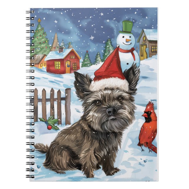 Cairn Terrier Dog Winter Wonderland Christmas Joy Notebook (Front)