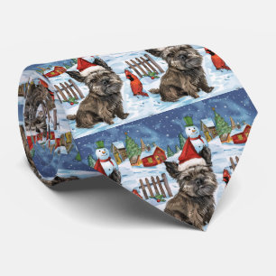 Cairn Terrier Dog Winter Wonderland Christmas Joy Tie