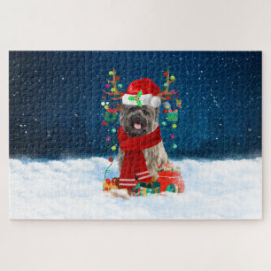 Cairn Terrier dog with Christmas gifts Jigsaw Puzzle