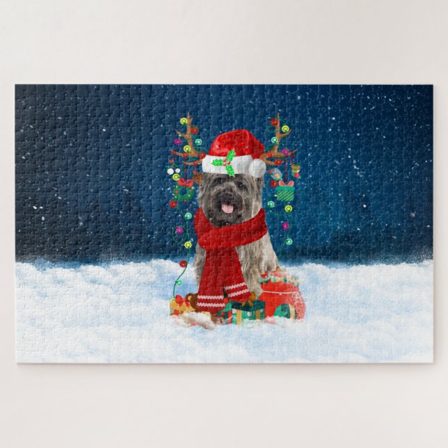Cairn Terrier dog with Christmas gifts Jigsaw Puzzle (Horizontal)