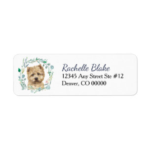 Cairn Terrier Dog Wreath Return Address Label