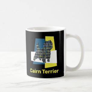 Cairn Terrier Dog Yellow & Black Grid Line Coffee Mug