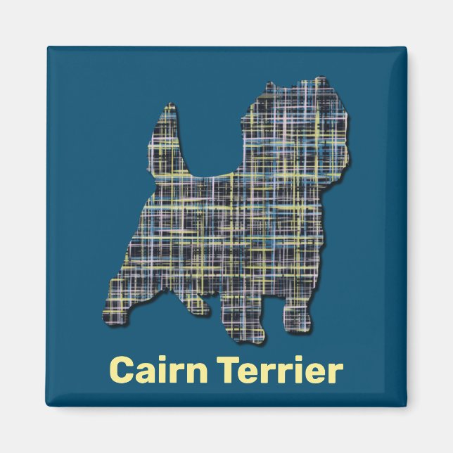 Cairn Terrier Dog Yellow & Black Grid Line  Magnet (Front)