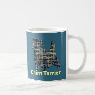 Cairn Terrier Dog Yellow & Blue Background Grid Coffee Mug