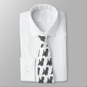 Cairn Terrier Dog Yellow & Blue Gridlines White Tie