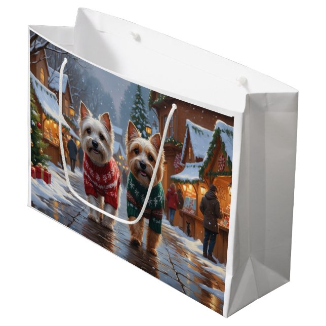 Cairn Terrier Dogs Christmas Snow Holiday  Large Gift Bag (Front Angled)