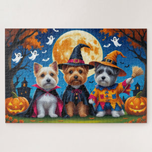 Cairn Terrier Dogs Pumpkin Halloween Funny Jigsaw Puzzle
