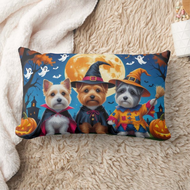 Cairn Terrier Dogs Pumpkin Halloween Funny Lumbar Cushion (Blanket)