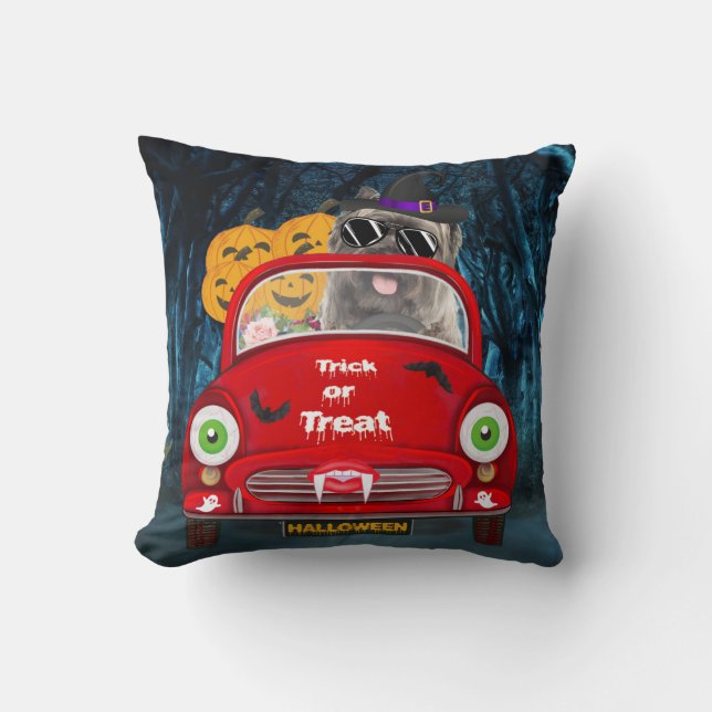 Cairn Terrier Driving Car Scary Halloween  Cushion (Front)