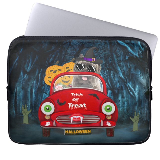 Cairn Terrier Driving Car Scary Halloween  Laptop Sleeve (Front)