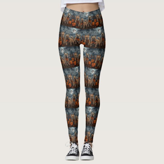 Cairn Terrier Halloween Spooky Leggings (Front)