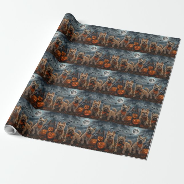 Cairn Terrier Halloween Spooky Wrapping Paper (Unrolled)
