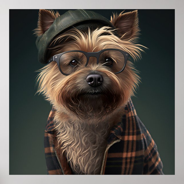 Cairn Terrier Hipster Dog Poster (Front)